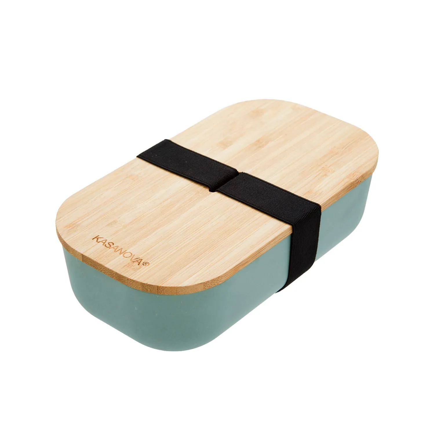Lunch box ermetico verde in bambù con elastico, 750 ml