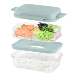 Lunch box per poke a scomparti azzurro