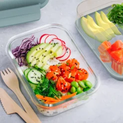 Lunch box per poke a scomparti azzurro