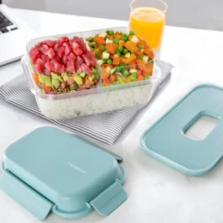 Lunch box per poke a scomparti azzurro