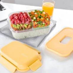 Lunch box per poke a scomparti giallo