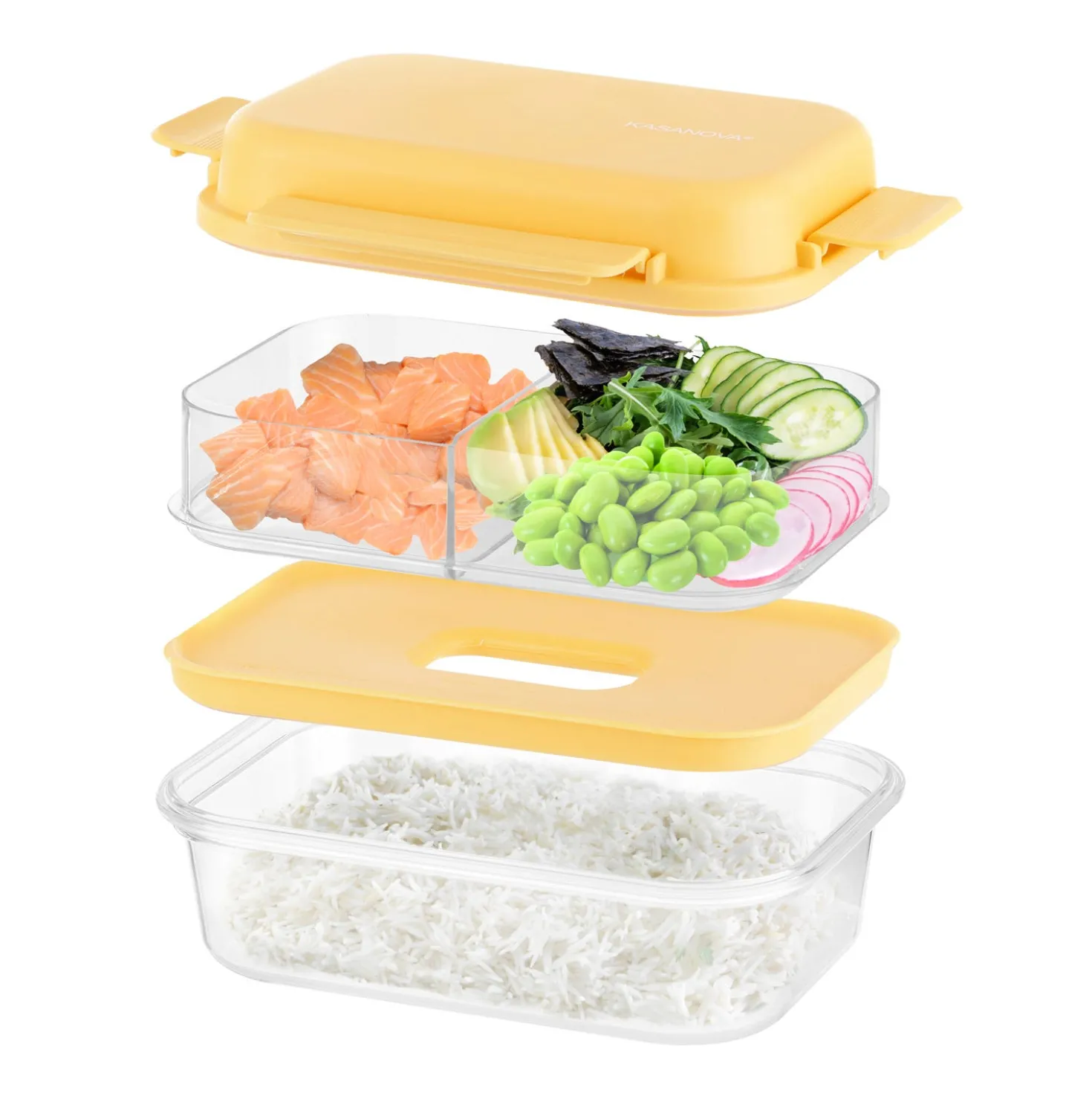 Lunch box per poke a scomparti giallo