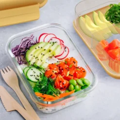 Lunch box per poke a scomparti giallo