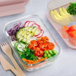 Lunch box per poke a scomparti tortora
