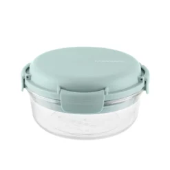 Lunch box per poke tonda a scomparti azzurro