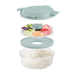 Lunch box per poke tonda a scomparti azzurro