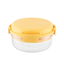 Lunch box per poke tonda a scomparti giallo