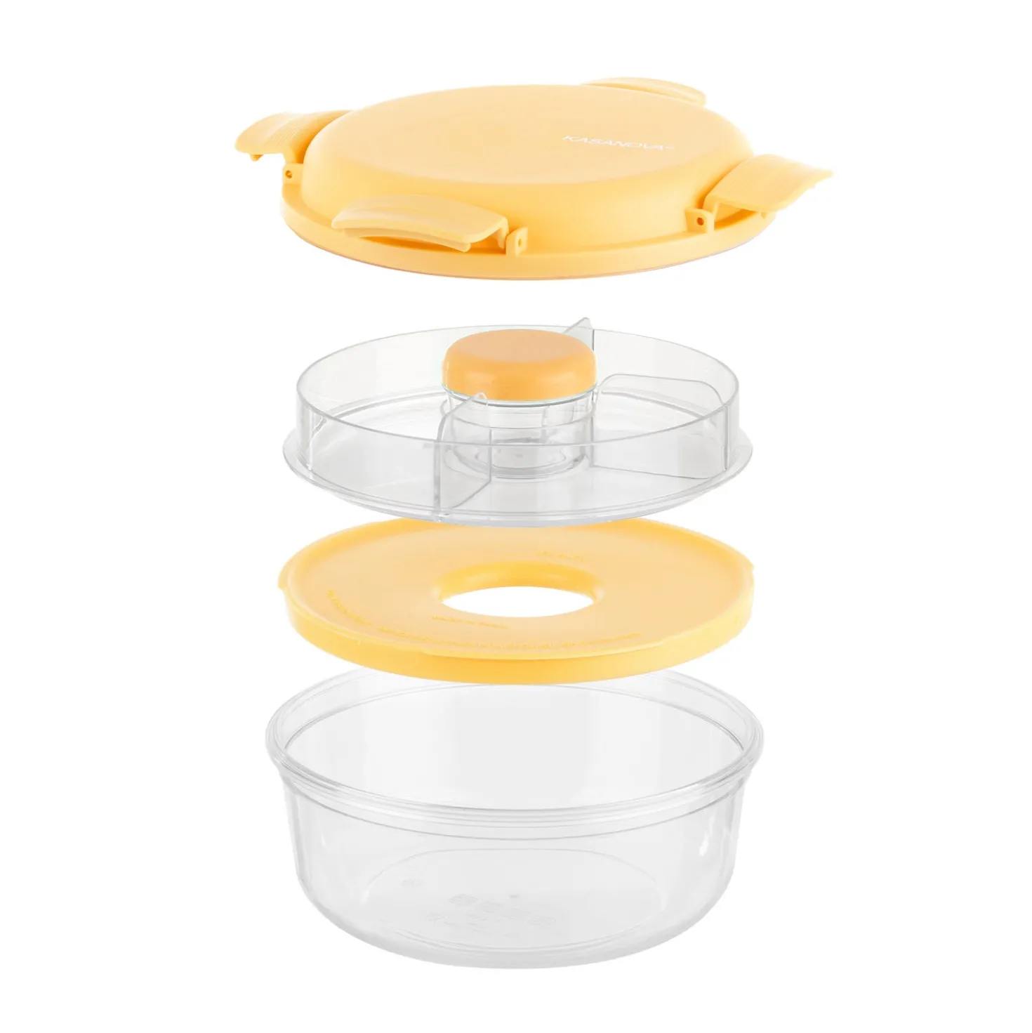 Lunch box per poke tonda a scomparti giallo