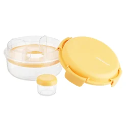 Lunch box per poke tonda a scomparti giallo