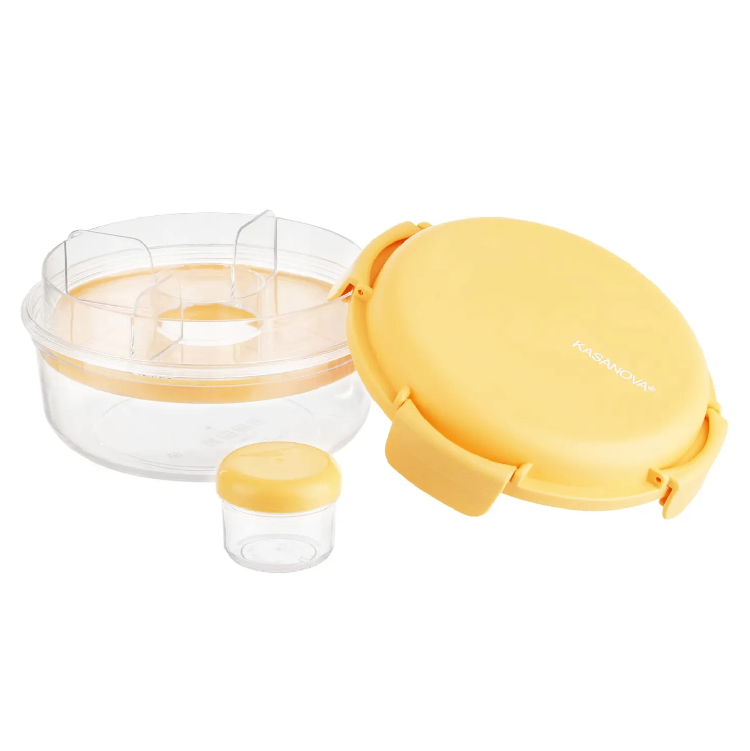 Lunch box per poke tonda a scomparti giallo