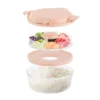 Lunch box per poke tonda a scomparti tortora