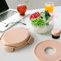 Lunch box per poke tonda a scomparti tortora