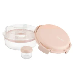 Lunch box per poke tonda a scomparti tortora
