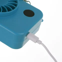 Mini ventilatore portatile azzurro macchina fotografica