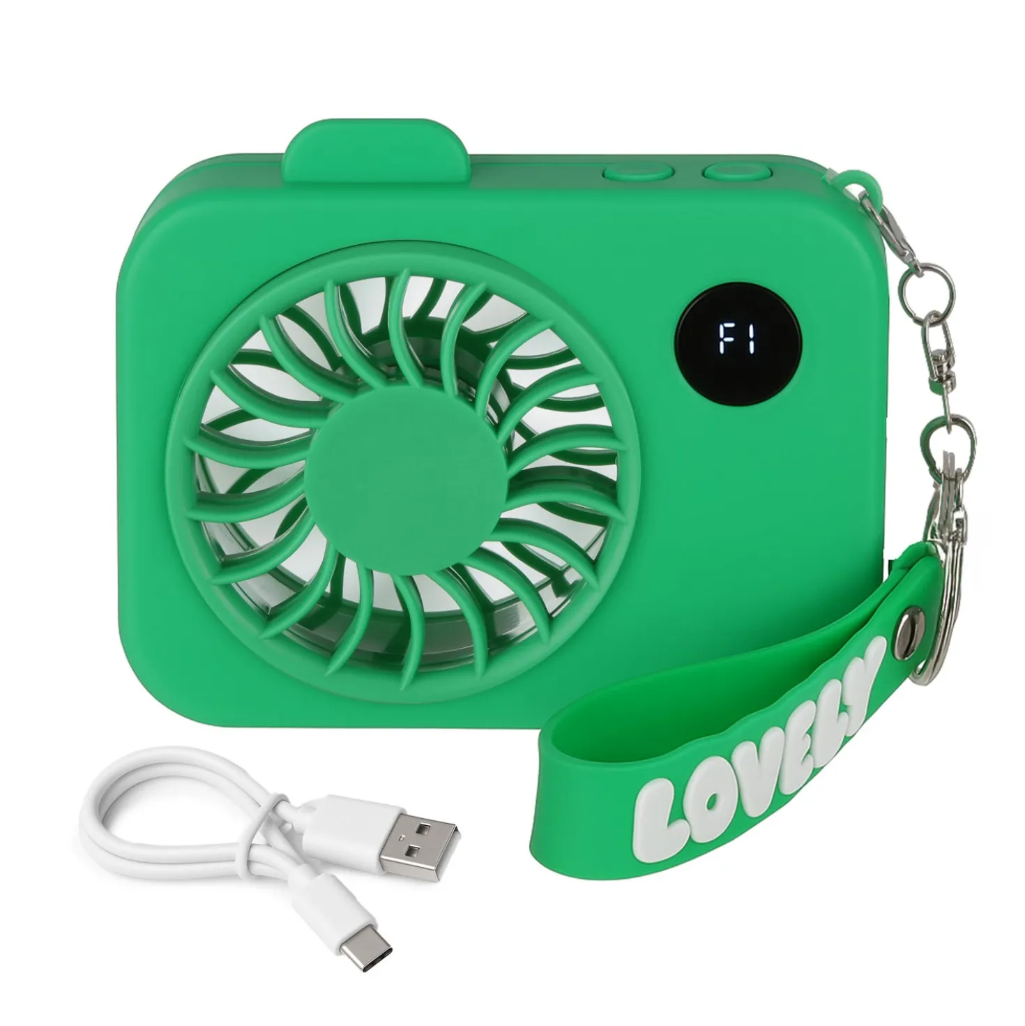 Mini ventilatore portatile verde macchina fotografica