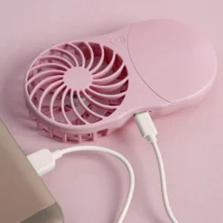 Miniventilatore tascabile con specchio led rosa