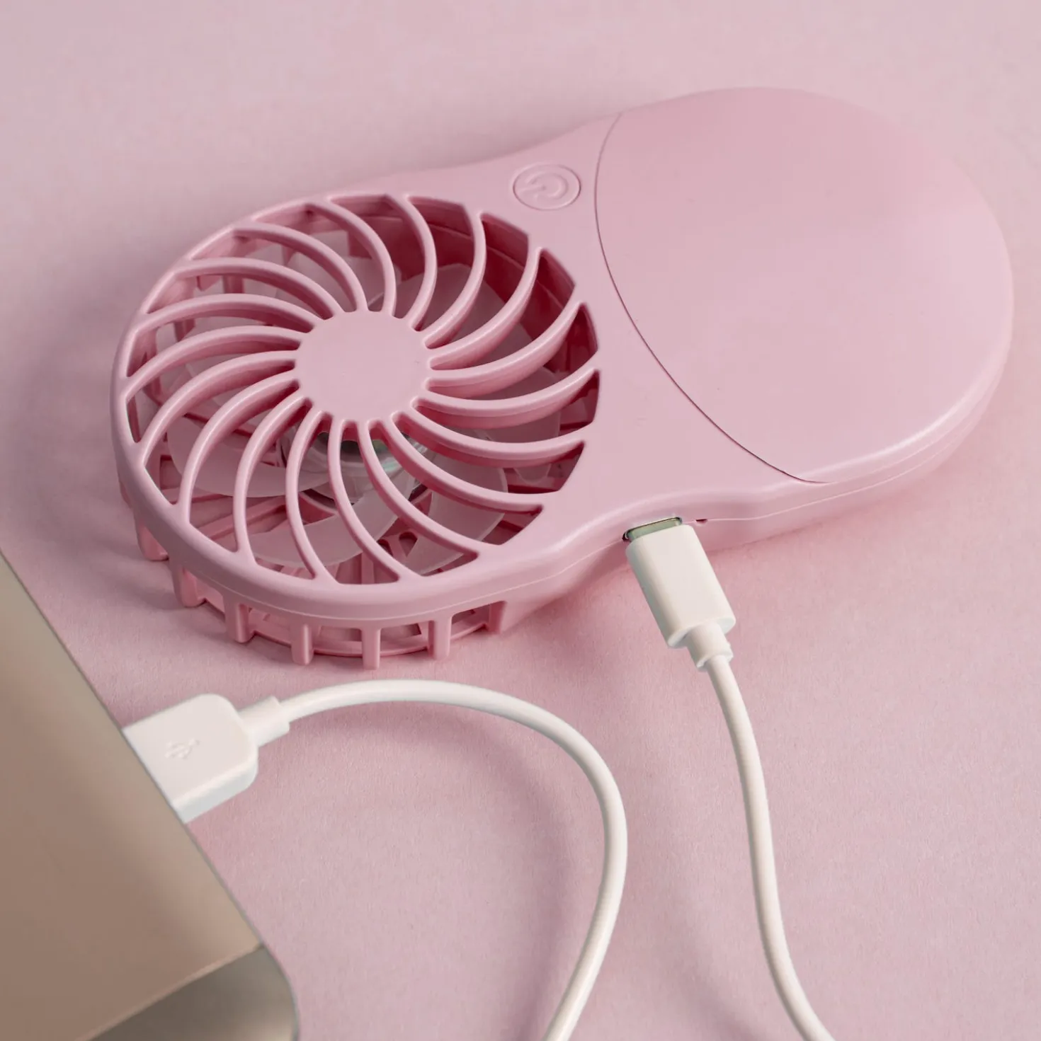Miniventilatore tascabile con specchio led rosa