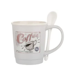 Mug caffè grigia 400 ml con cucchiaino