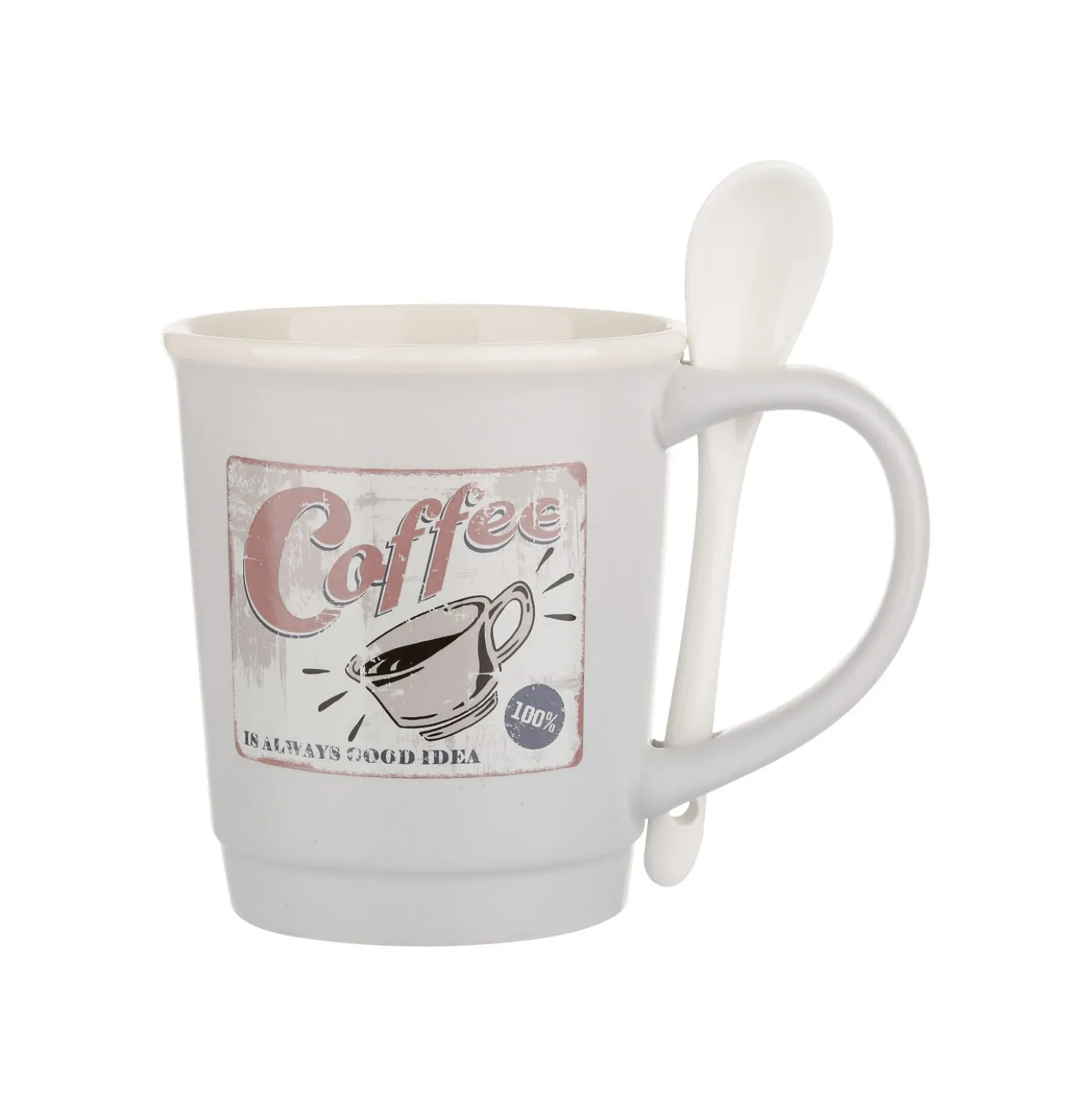 Mug caffè grigia 400 ml con cucchiaino