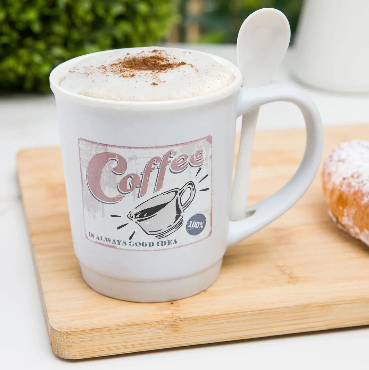 Mug caffè grigia 400 ml con cucchiaino