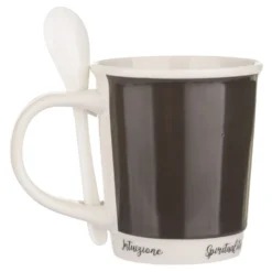 Mug grigio scuro 400 ml con cucchiaino