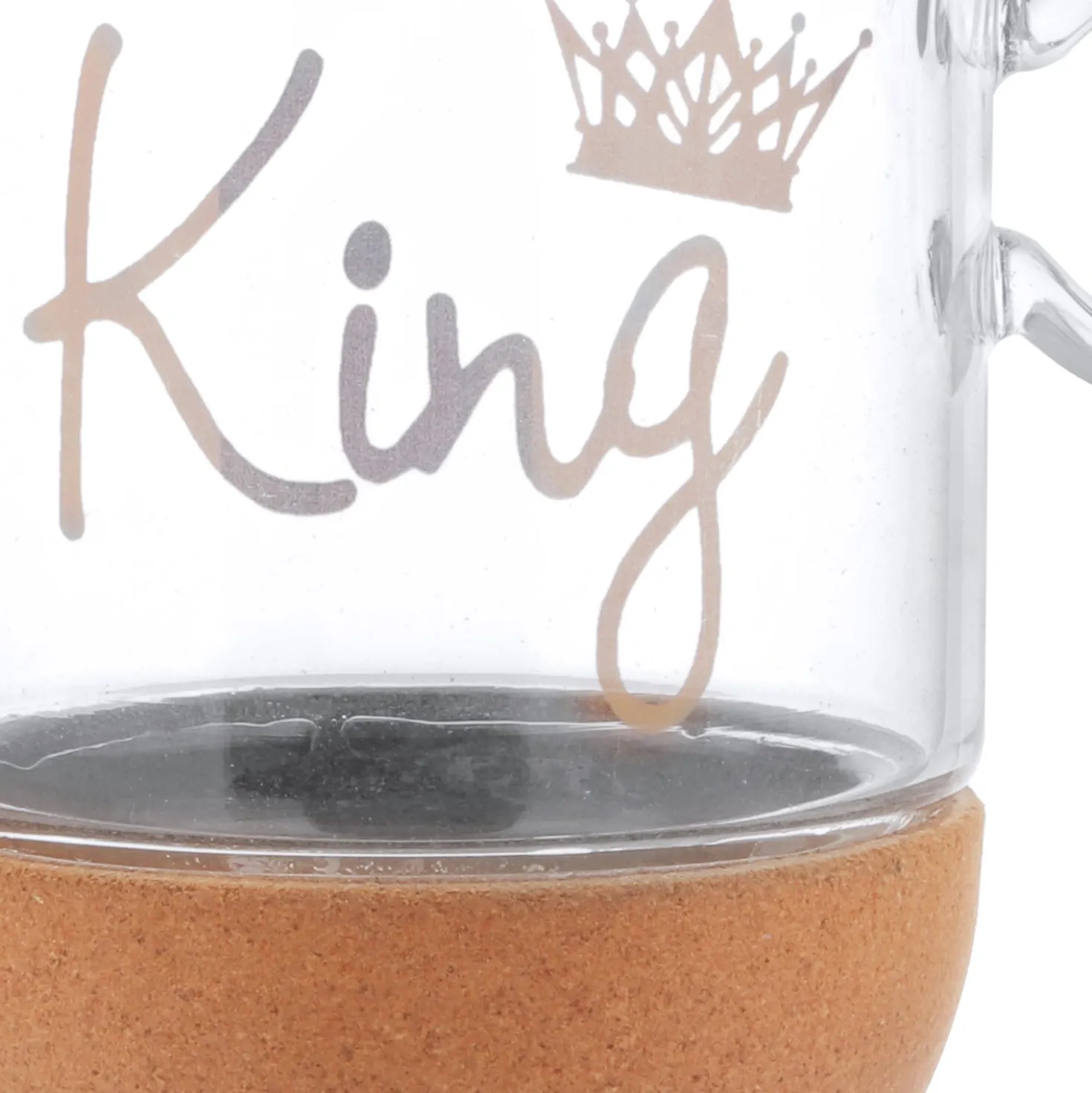 Mug King in vetro borosilicato e base in sughero, 270 ml