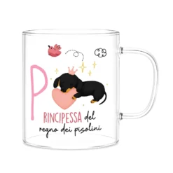 Mug lettera P vetro borosilicato 440 ml Borostories