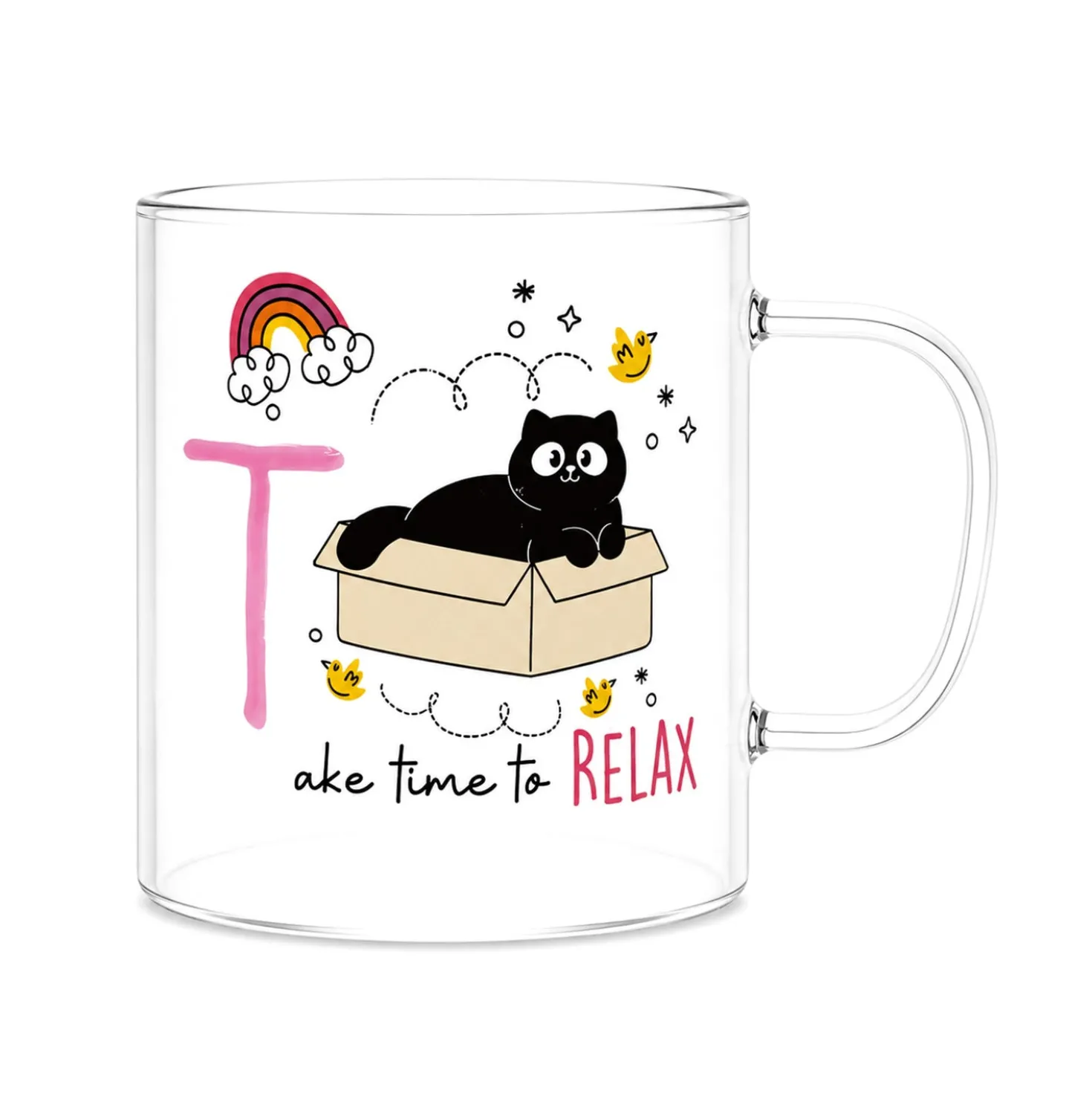 Mug lettera T vetro borosilicato 440 ml Borostories