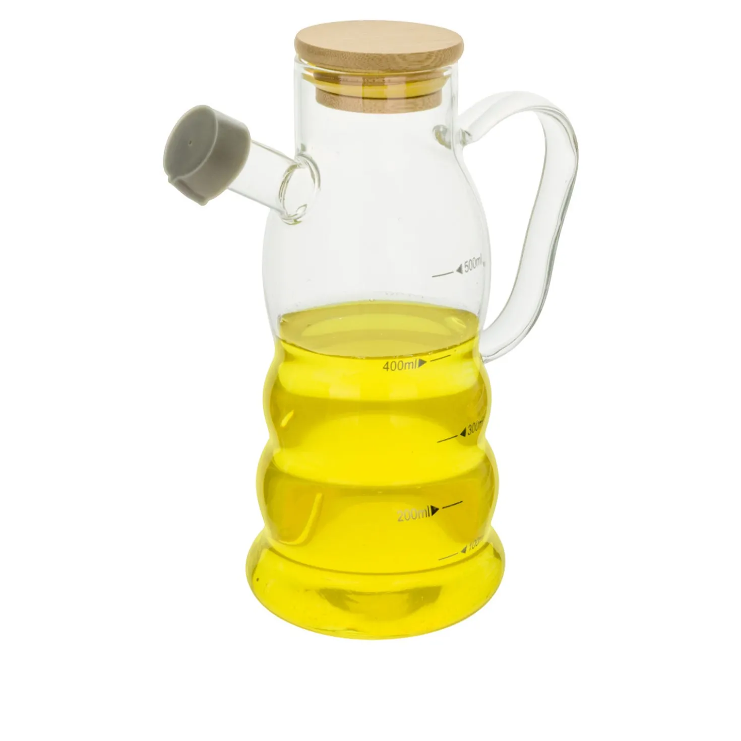Oliera 500 ml in vetro borosilicato e tappo in bambù