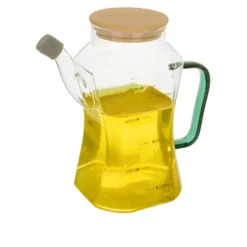 Oliera 550 ml in vetro borosilicato e tappo in bambù verde