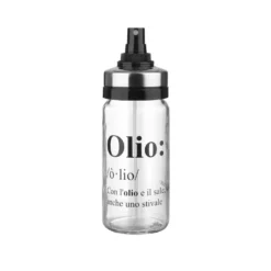 Oliera spray in vetro con scritta