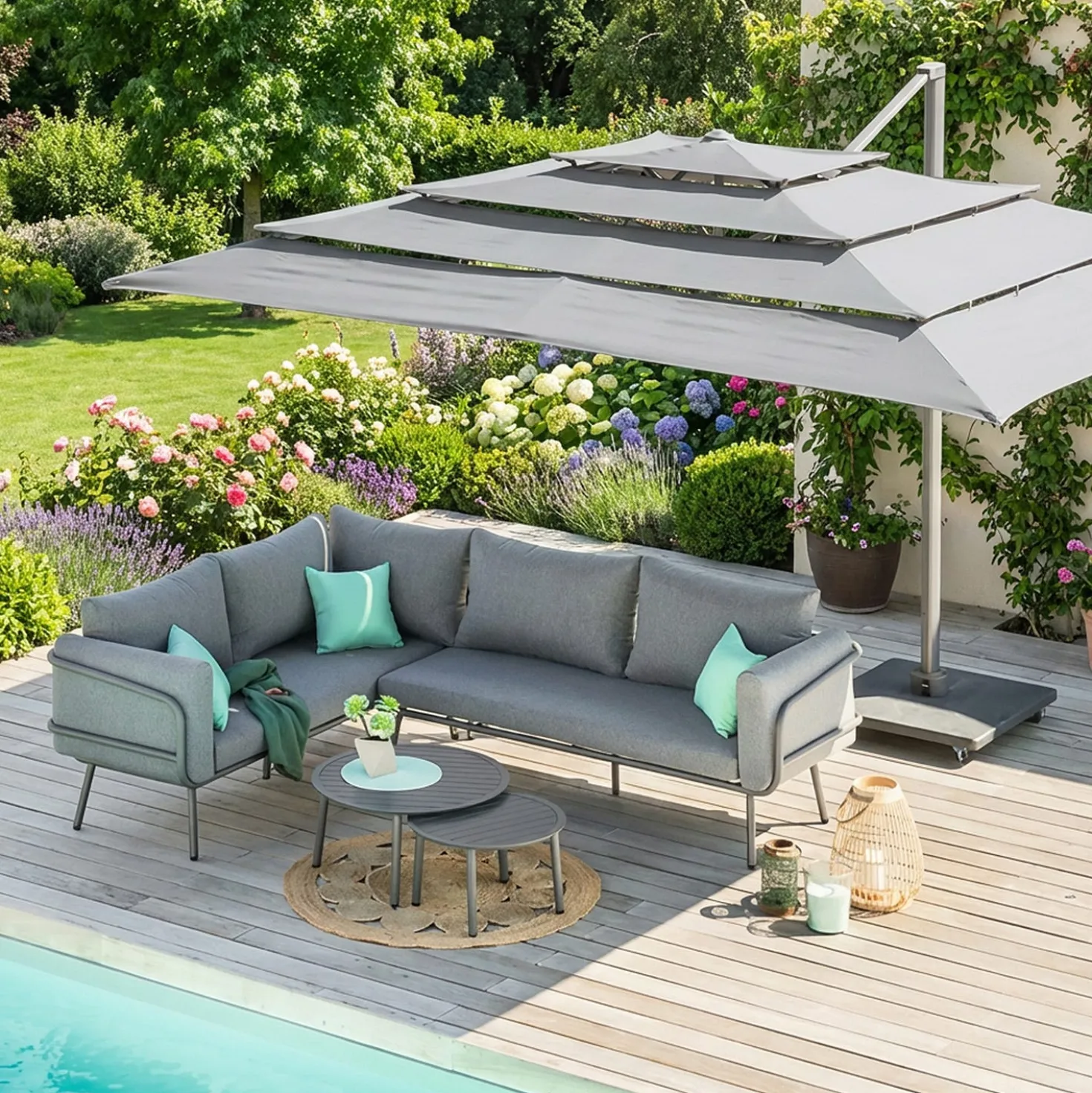 Ombrellone 400x300 cm Elea grigio