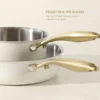 Padella alta 28 cm in acciaio bianco oro California