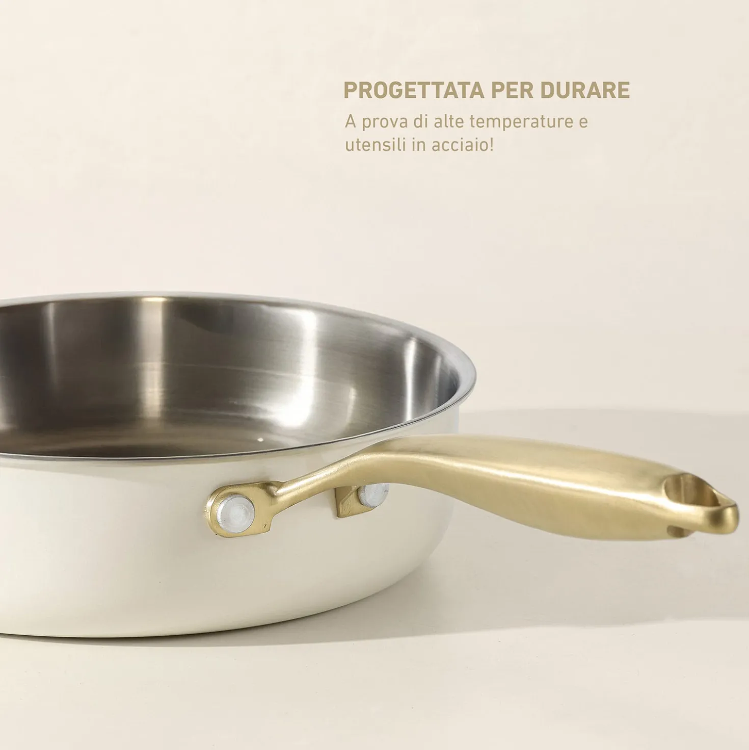 Padella 26 cm in acciaio bianco oro California