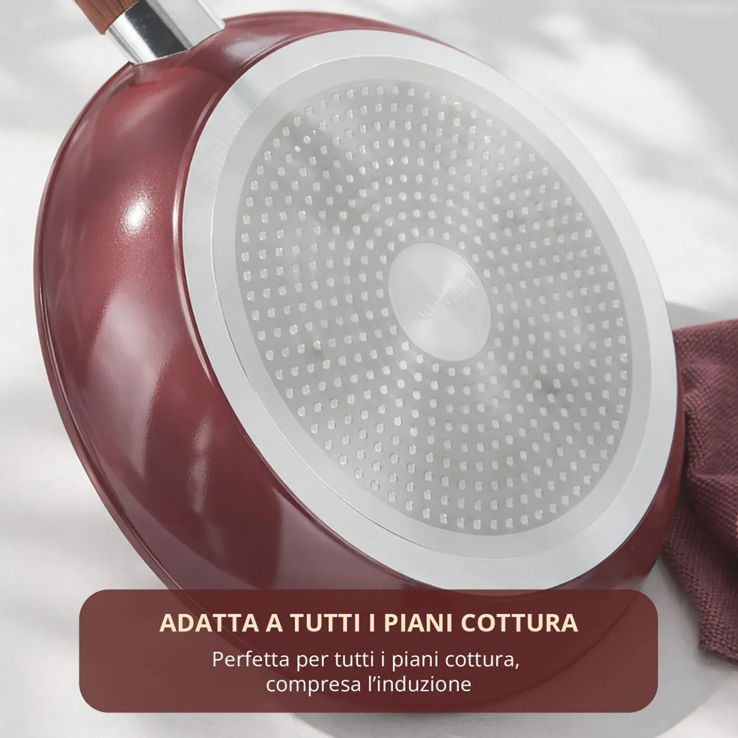 Padella 26 cm in ceramica burgundy New Ceramic