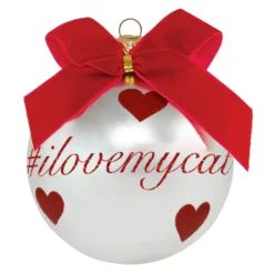 Pallina di Natale con scritta #ilovemycat 10 cm