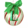 Pallina Natale con lettera L 10 cm Circus verde