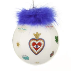 Pallina Natale cuore blu 10 cm Good Luck