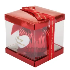Pallina Natale cuore Merry Christmas 10 cm rossa crochet