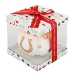Pallina Natale ferro cavallo arancio 10 cm Good Luck