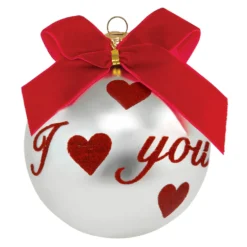 Pallina Natale I love you perlata 10 cm
