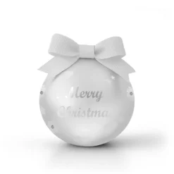 Pallina Natale led Merry Christmas bianco