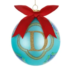 Pallina Natale lettera D azzurro 10 cm Royal Garden