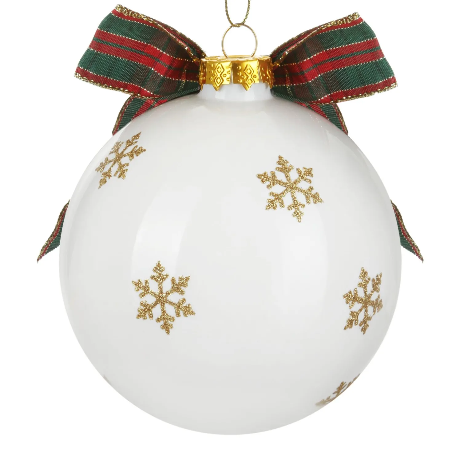 Pallina Natale lettera G tartan vetro 10 cm
