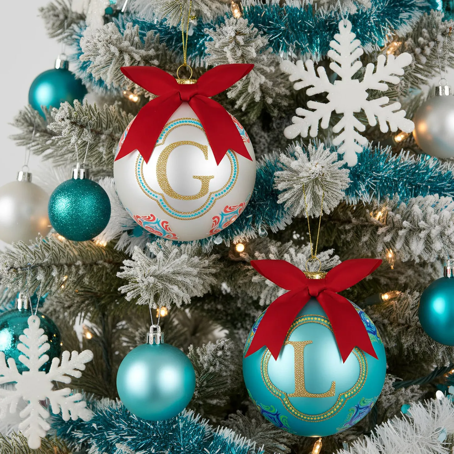 Pallina Natale lettera L 10 cm Royal Garden