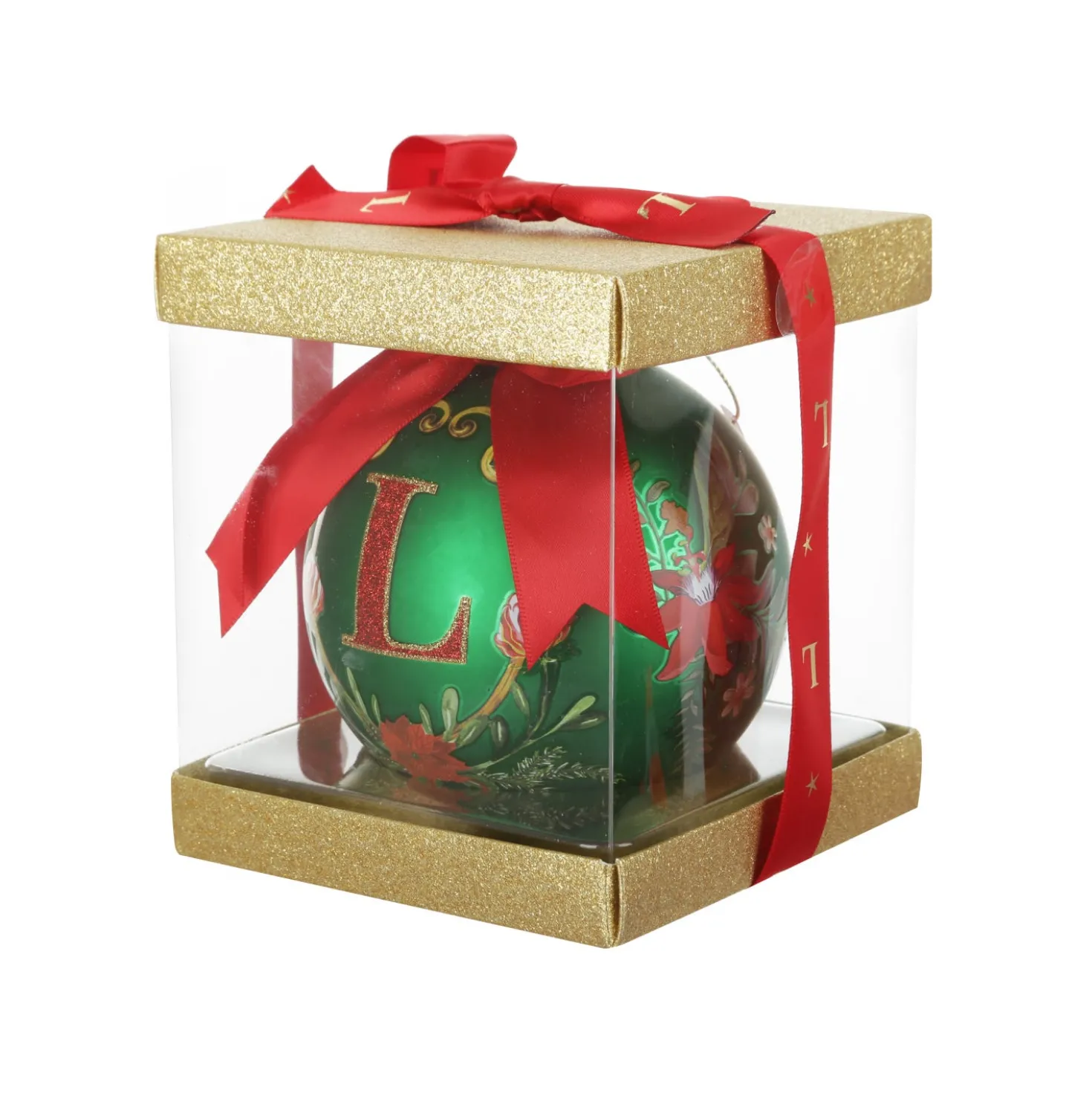 Pallina Natale lettera L 10 cm Royal Garden