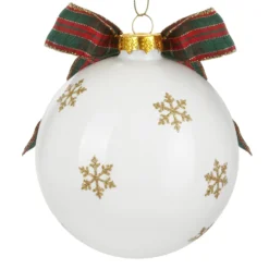 Pallina Natale lettera L tartan vetro 10 cm