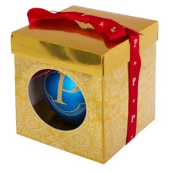 Pallina Natale lettera P blu 10 cm Royal Garden