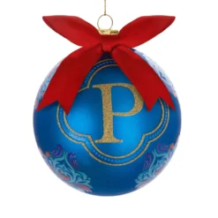 Pallina Natale lettera P blu 10 cm Royal Garden