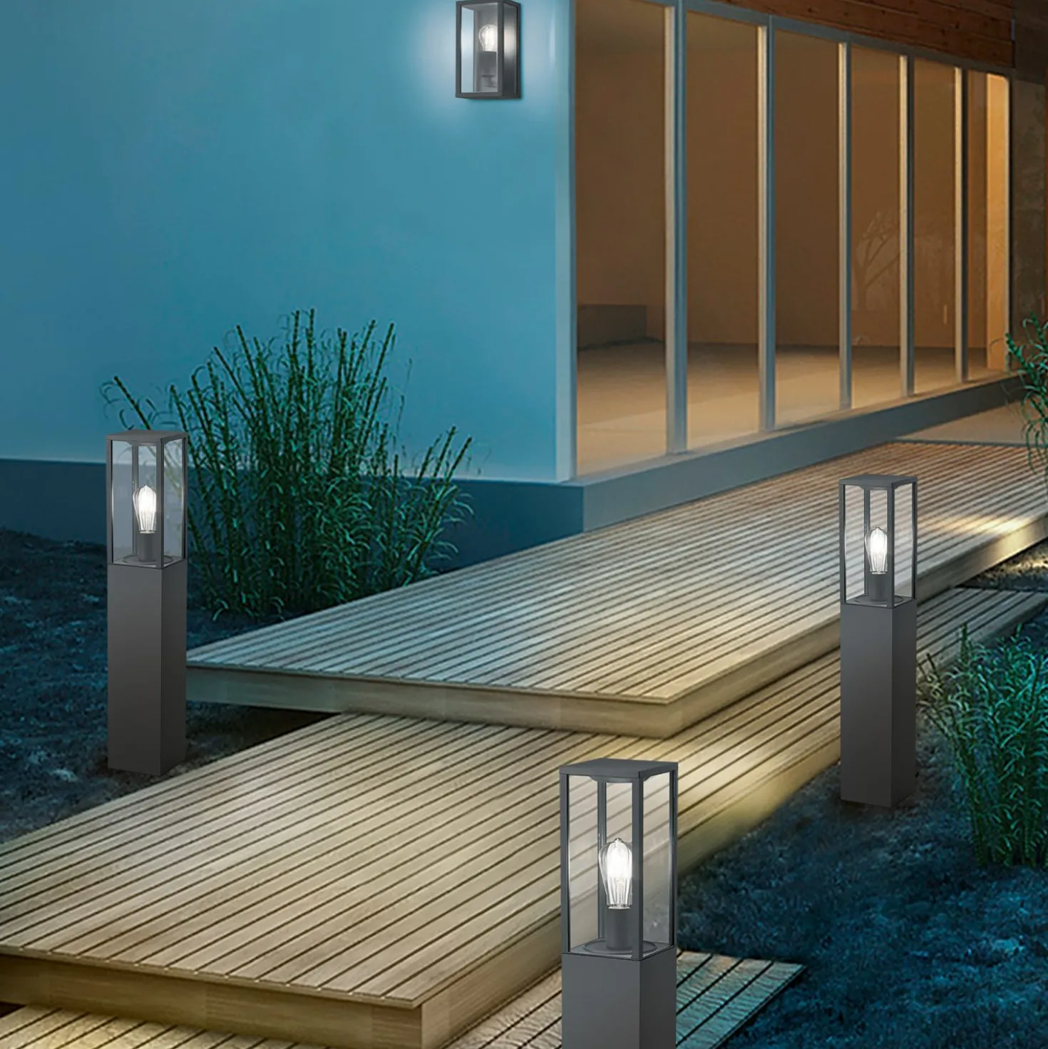 Palo luminoso da giardino 80 cm antracite Garonne Trio